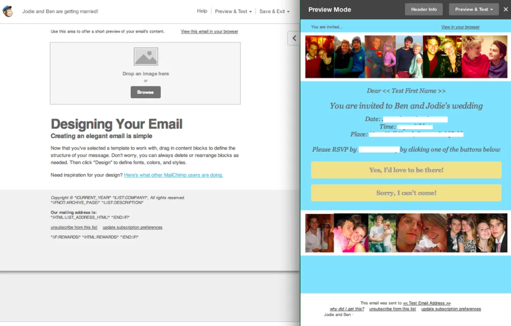 Mailchimp wedding invite